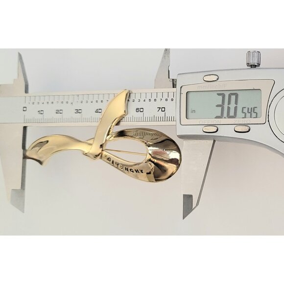 Givenchy Gold-Tone Signature Ribbon Pin Brooch, Signed K254 - Picture 8 of 10